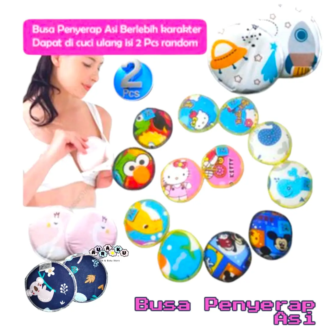 3Pcs Lebih Murah Penyerap Asi Bisa di Cuci Ulang Brest Pad dan Pelindung dan Bantalan Asi Karakter Kartun Menyusui Ibu Bayi