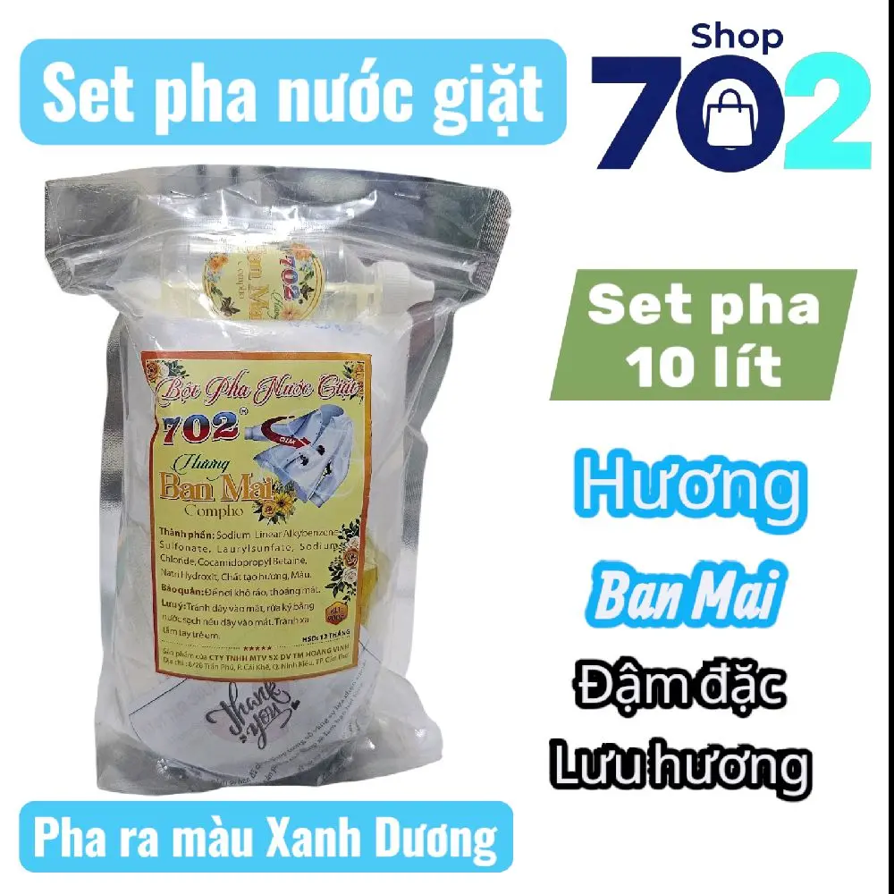 Bột pha nước giặt 702 .Tự pha tại nhà tiện lợi tiết kiệm, gói pha đuợc 10 lít. Làm Sạch, Vệ Sinh