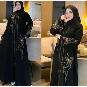 GAMIS ABAYA MESIR 04 BAHAN JETBLACK NON HIJAB Wanita