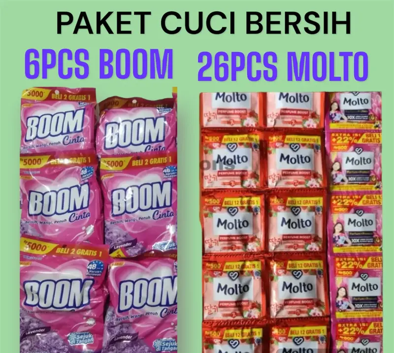 PROMO 6 DETERGENT BOOM DAN 26PCS MOLTO CAIR 9ML 0