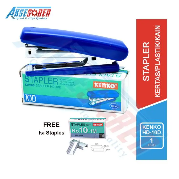 Stapler Kenko [HD-10D] + Isi / Staples / Steples / Streples / Hekter / Setaples Kertas Plastik Alat Binder