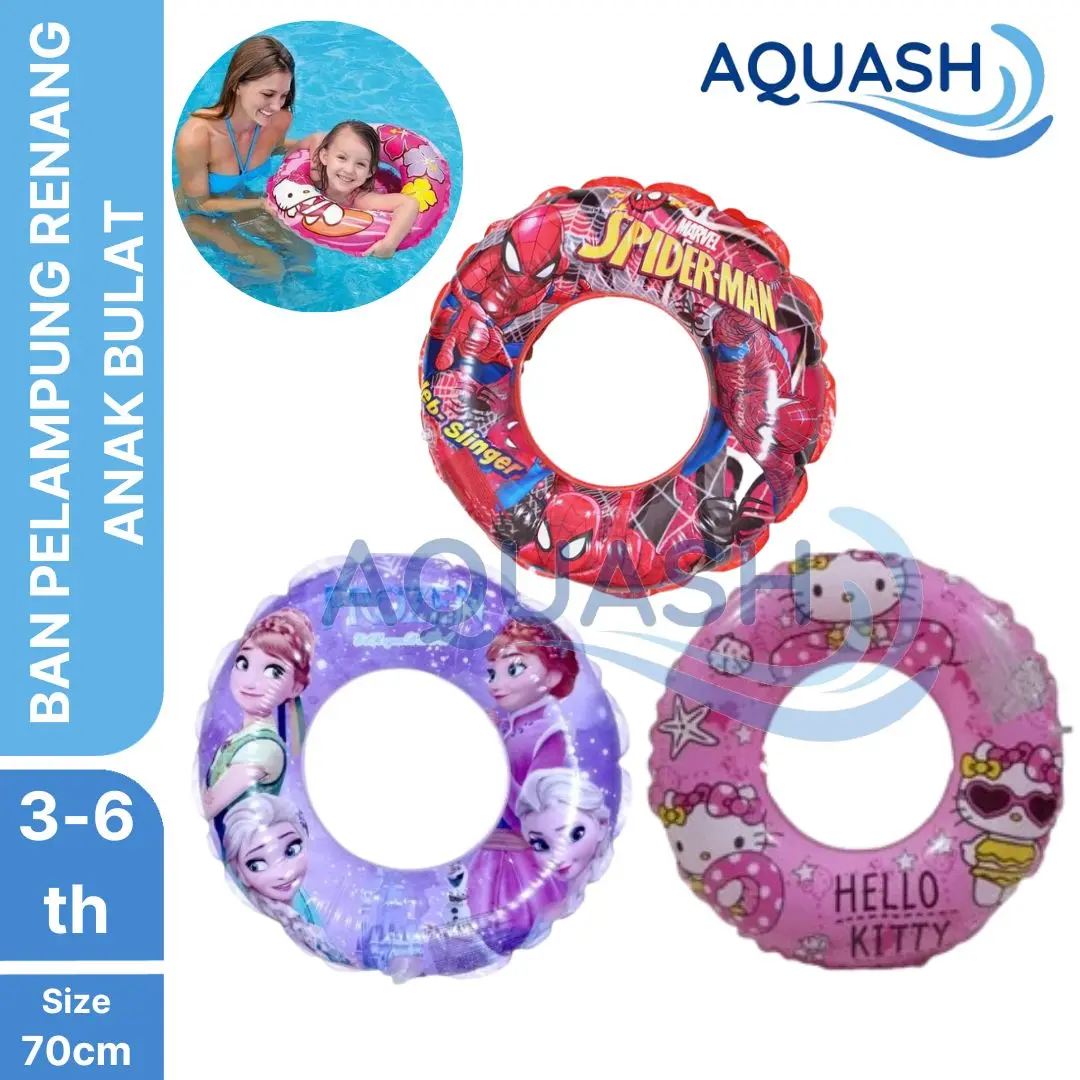 Ban Pelampung Renang Anak Umur 3, 4, 5, 6 Tahun 70cm Swim Ring Karakter Perempuan Laki Laki