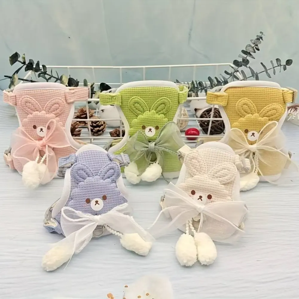 Dây Đai nịt và dây xích mèo và chó Có Thể Điều Chỉnh Thiết kế dễ thương, Thích hợp cho những con chó Nhỏ Dây Đai nịt và dây xích đi bộ hoạt hình Polyester, cho chó con và chó con, với dây xích