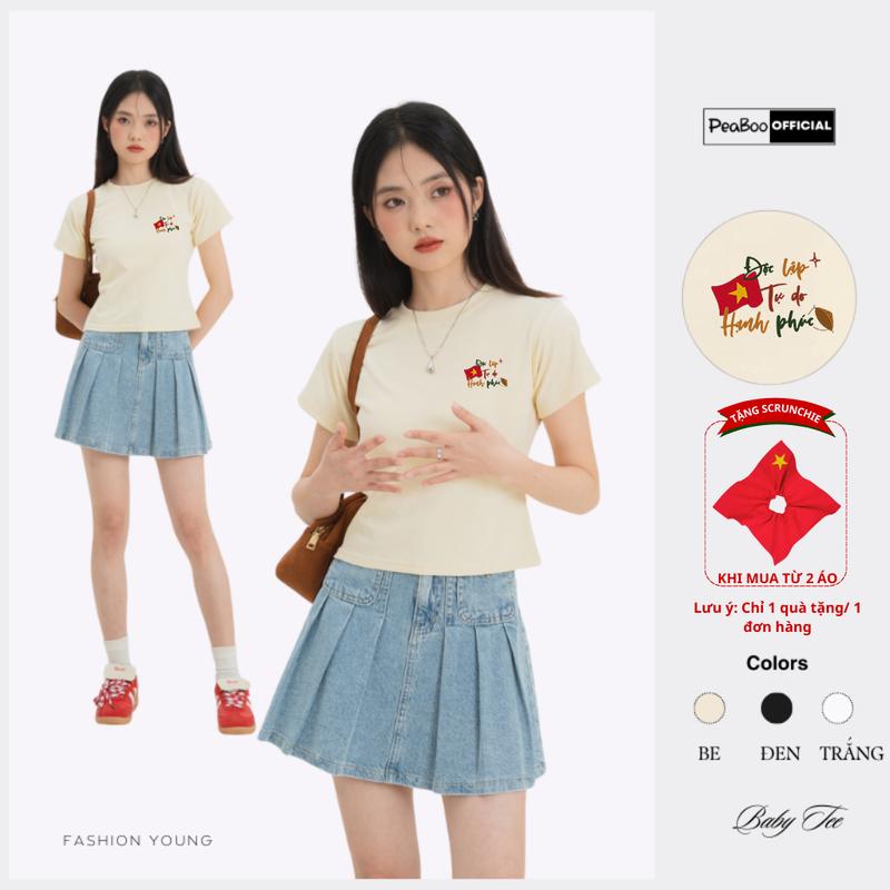 Áo Thun Baby Tee, Áo Phông Nữ Mã BT Trơn Basic By PEABOO Chất Cotton Co Giãn Thoáng Mát Phong Cách Hàn Quốc