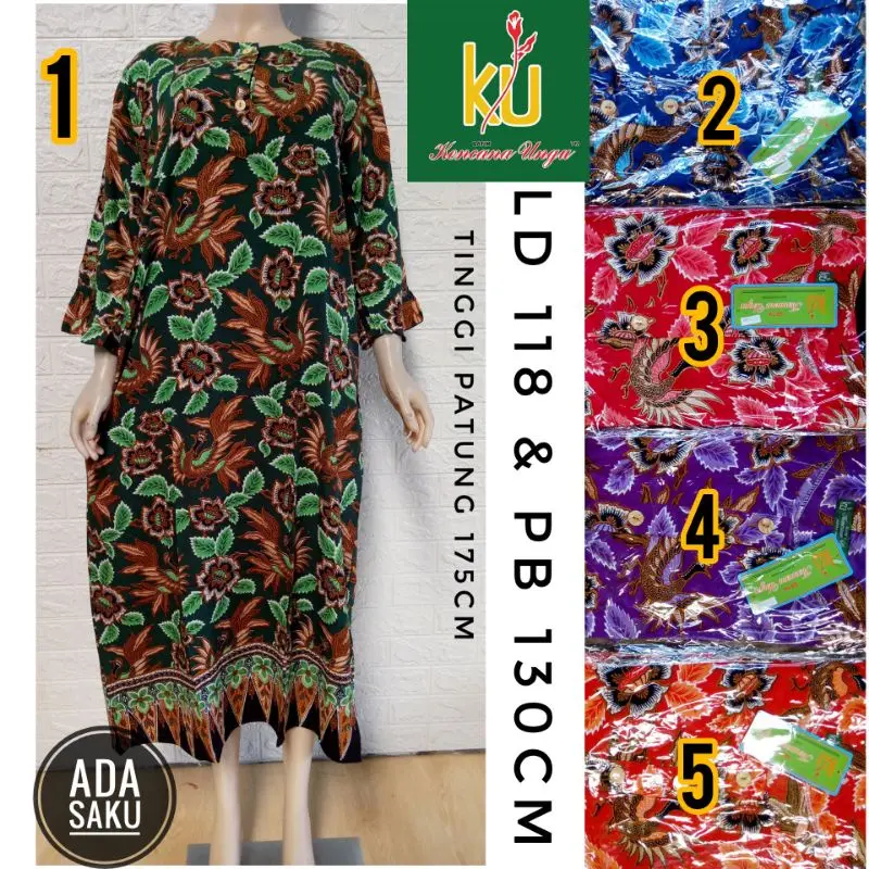 Ld Terompet KUi-Batik Kencana Ungu Label Hijau Longdress / Daster Panjang Tangan 7/8