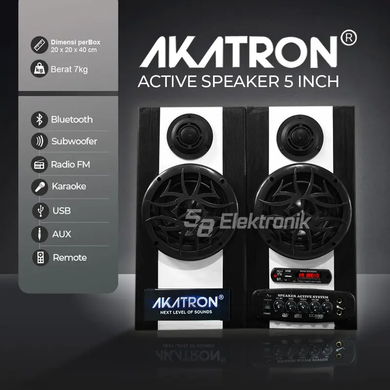 AKATRON 5000 -  5 inchi Speaker aktif subwoofer bluetooth sound dobel karaoke 5inch Bass 0