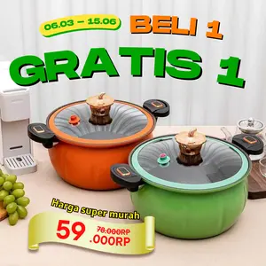 [Cuci gudang] Panci Presto, Panci Presto Labu Anti Lengket 8L Pintar - Panci Rebus 28cm 4in1 untuk Merebus Ayam, Bubur, Menggoreng, dan Menumis/Memasak