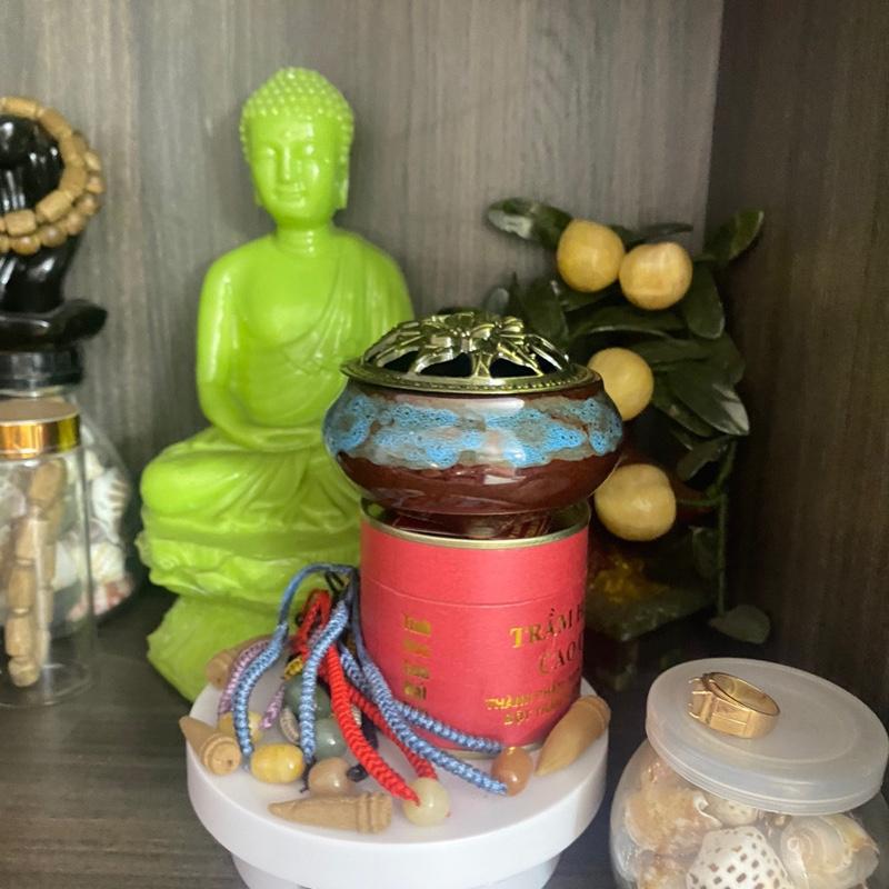 Combo hộp nụ trầm hương tự nhiên +lư sứ+ vòng mã não. Đẹp và thơm 4