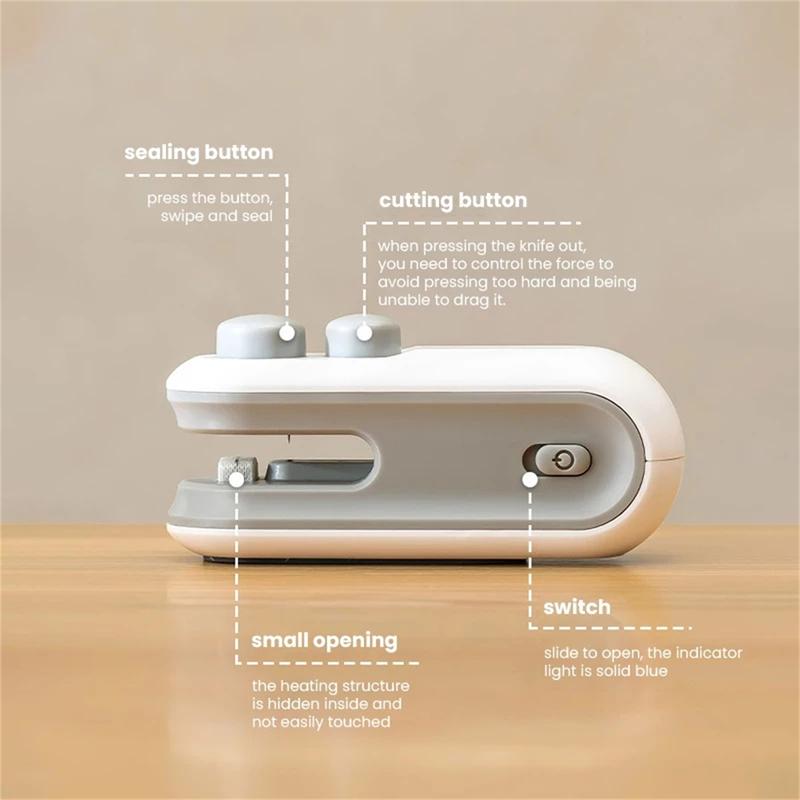Product Introduction of 2 In 1 Portable Heat Sealer Kitchen Mini Bag Sealing Machine Rechargeable Heat Sealing Snack Packaging 8