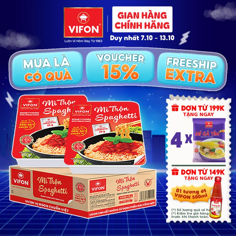 [VOUCHER HOT 15%] Thùng 18 khay Mì Trộn VIFON vị Tương Đen/ Bò Sa Tế / Hải Sản / Spaghetti / Pad Thái / Tôm Chua Cay Thái 90gr/khay Food