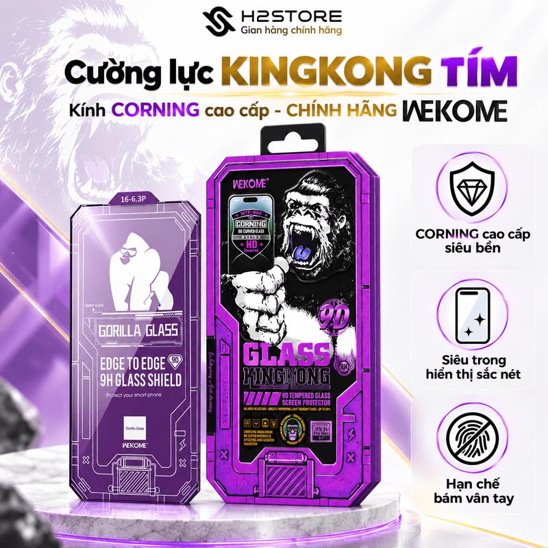 Kính cường lực Corning KingKong tím WEKOME WTP 068 siêu trong siêu cứng cho iPhone X Xs 11 12 13 14 15 16 17 18 Pro Max