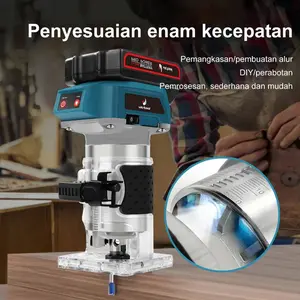 Mesin propil kayu Mesin Router Kayu lithium pemangkas kayu   pemangkas router set lengkap Dengan Batrey 6000 W