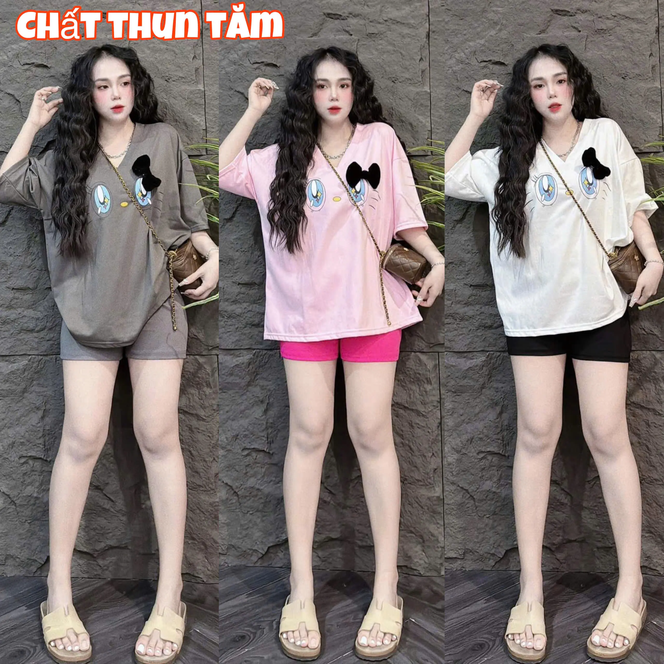 SET BỘ LỬNG QUẦN NGỐ ĐÙI ÁO GẮN NƠ XINH XẮN FULL 3 MÀU BIGSIZE