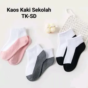Kaos Kaki Anak Sekolah Dua Warna Putih Tk Sd Fashion Premien Katun Tebal Lembut Halus