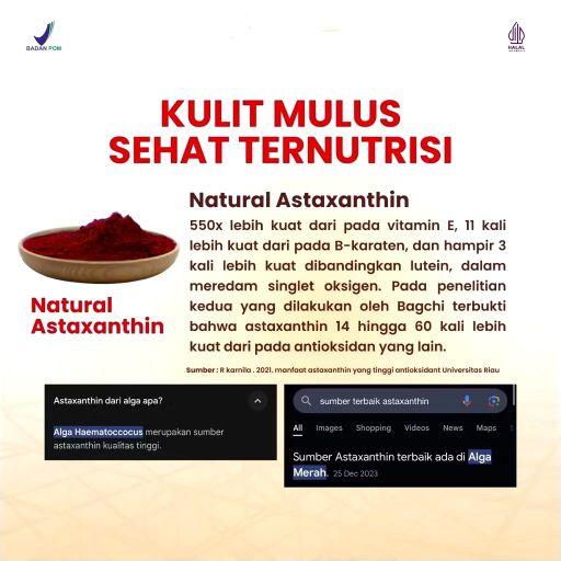 Astaxani Nutraglow Astaxanthin 30 Kapsul BPOM - Natural Mikroalgae Haematococcus Pluvialis untuk Anti Keriput & Kulit Sehat Cerah Kenyal Astaxani Nutraglow Astaxanthin 30 Kapsul BPOM - Natural Mikroalgae Haematococcus Pluvialis untuk Anti Keriput & Kulit Sehat Cerah Kenyal