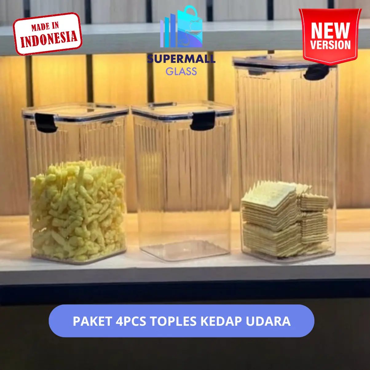 [BIG RAMADAN SALE] COD PAKET 4in1 Toples Kedap Udara | Kontainer Penyimpanan Cereal | Storage Jar serbaguna | Snak