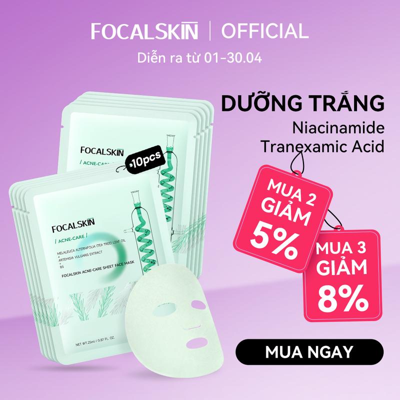 【COMBO 10 MIẾNG FOCALSKIN Mặt Nạ Tràm trà Úc Ngải cứu B5 giúp cấp ẩm dịu da mềm mịn phù hợp cho da mụn | Làm Đẹp Da Skincare Dưỡng Ẩm Da