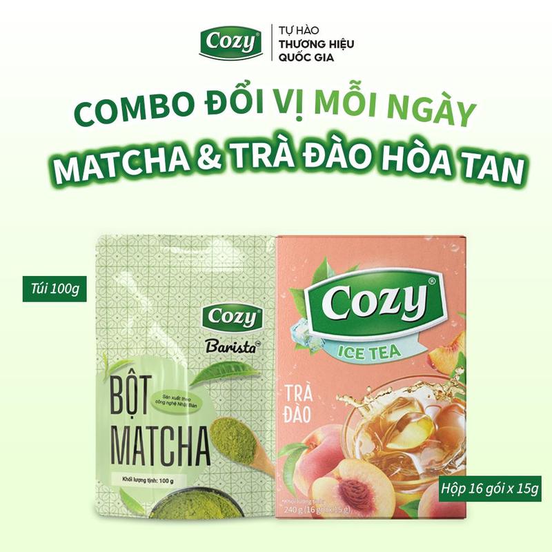 Voucher 30% Khách Hàng Mới Combo Bột Matcha Cozy 100gr Và 1 Hộp Trà Hòa Tan Cozy Bột Trà Xanh Pha Matcha Latte Công Nghệ Nghiền Chậm Không Sinh Nhiệt Nhật Bản