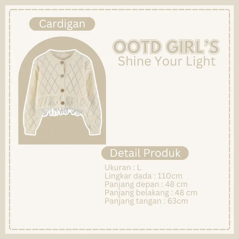 OOTD Wanita Girl'ds 2in1 Korean Style Nyaman | Cardigan Rajut Rawis + Rok Susun Putih Panjang EA103 one set vintage 1