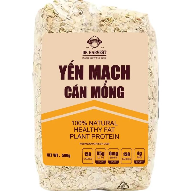  Yến mạch ăn liền nguyên hạt cán mỏng DK Harvest nhập khẩu Úc - Túi 500g - thích hợp eatclean thực dưỡng ăn chay 