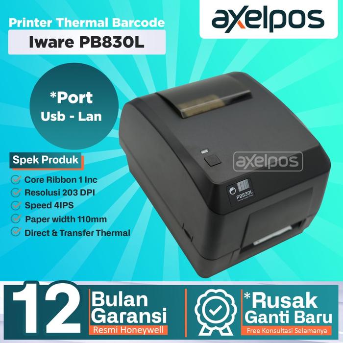 Gambar Printer Thermal Label Barcode A6 110mm Usb Lan Iware PB830L dari Axelpos Kota Administrasi Jakarta Pusat Tokopedia
