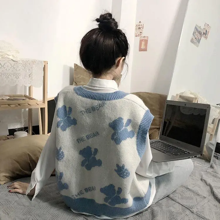 : Fashionable loose V-neck women's Gile DELIZ, winter sweater, first-class Guangzhou quality, BUNNY