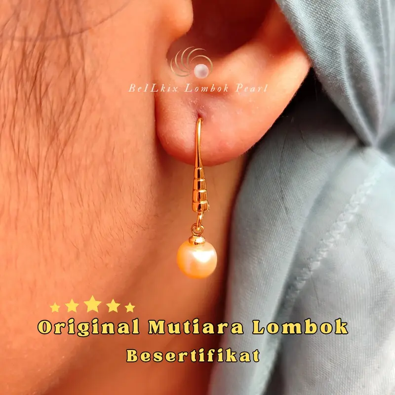 Anting Earring Mutiara Air Tawar Lombok Asli Original Besertifikat Perempuan Anggun Etnis 0