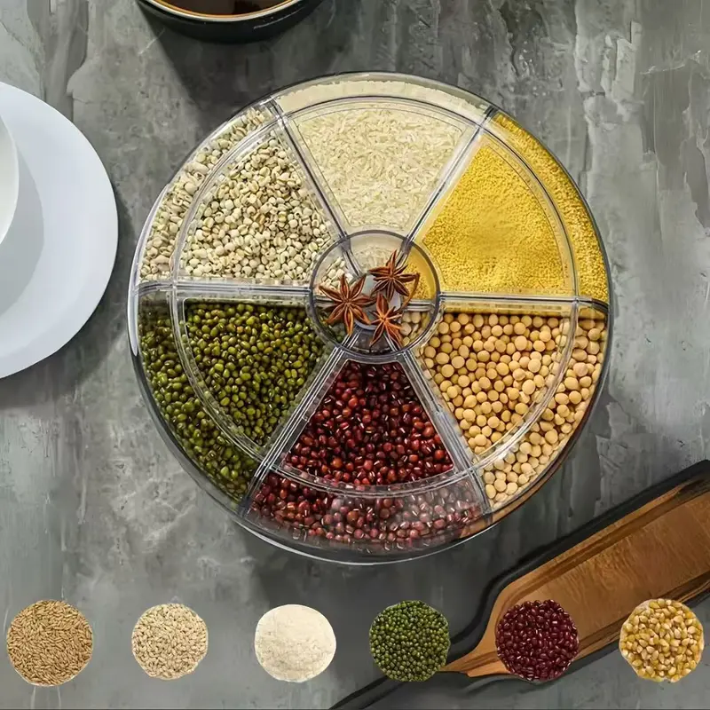 Dispenser Giratório para Grãos 360° 6 Compartimentos 27cm, Porta Arroz, Feijão e Cereais para Cozinha - 3