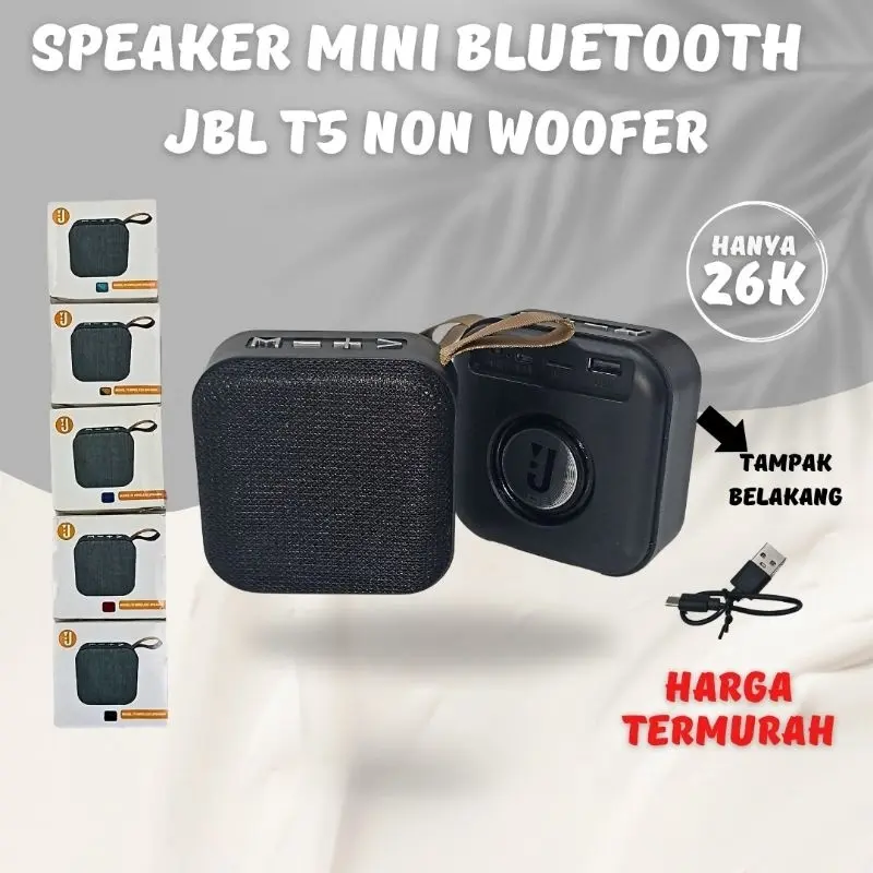 Speaker Bluetooth Portable T5 Wireless Speaker Termura SPEAKER T5 SUPER BASS Wireless box music Kotak Hijau Army Merah Support USB Micro SD full Bass Handphone Speker 0