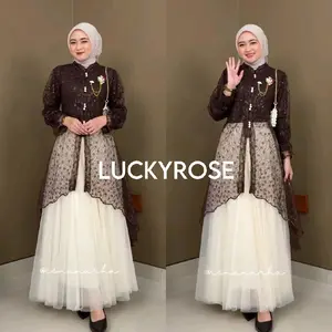 Sena Outer Tunik Brukat Cardigan Brokat Lengan Pendek atasan outher brukat Outer Brokat Kondangan Lebaran Outer Brocade outer Tulle outer Organza outer renda tunik tulle tunik renda tunik brokat tunik brukat tunik putih Organza outer hitam putih