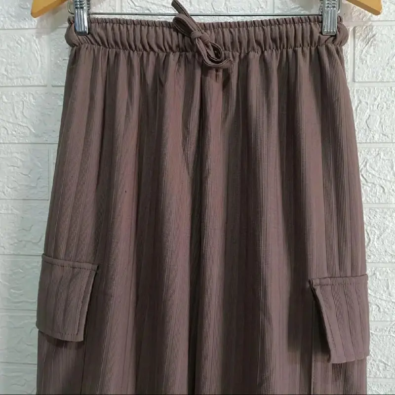 BIG PROMO Kulot Cargo Jumbo Knit Hornet Panjang  Celana Wanita Pant Linen Bawahan Tebal 2
