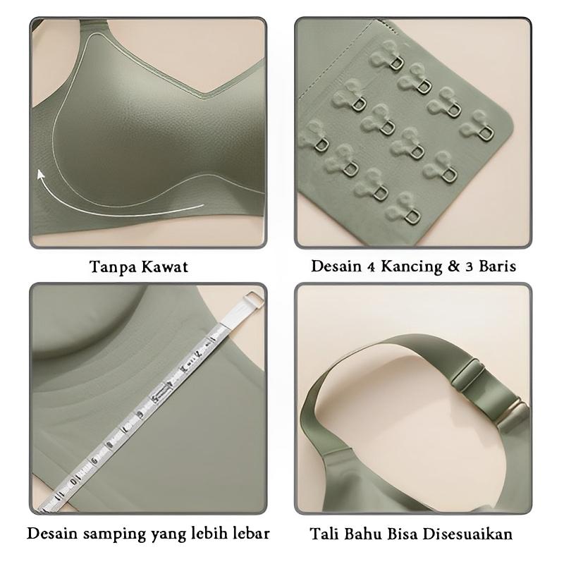 2pcs Bra Bigsize Tali Bra Lebar Bergesper Pakaian Dalam Push Up Bra Wanita Sport Tanpa Kawat Busa Bh F-3XL 06
