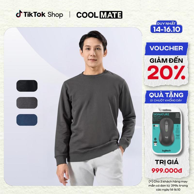 [Outlet Không đổi trả] Áo Sweater Áo Nỉ Chui Đầu Nam Essential Cotton 360GSM - Coolmate