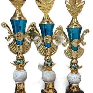 Piala kaki satu marmer/biru/aksesoris kuning