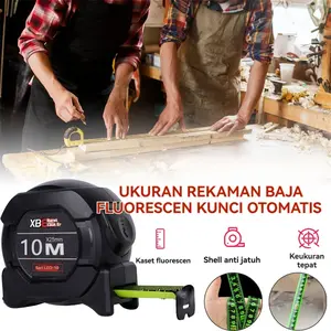 Usefultools 10m Penggaris neon berteknologi hitam meteran anti karat dengan pita pengukur impor menebal penggaris Meteran Tukang 10 meter tahan banting Meteran Pengukur Kelas Industri Presisi Tinggi alat ukur meteran