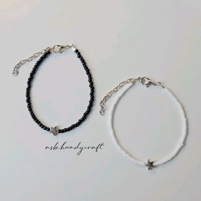 [GMMK194] ASB -  [1pcs] Gelang Manik star silver series | Gelang Couple Manik korea 0