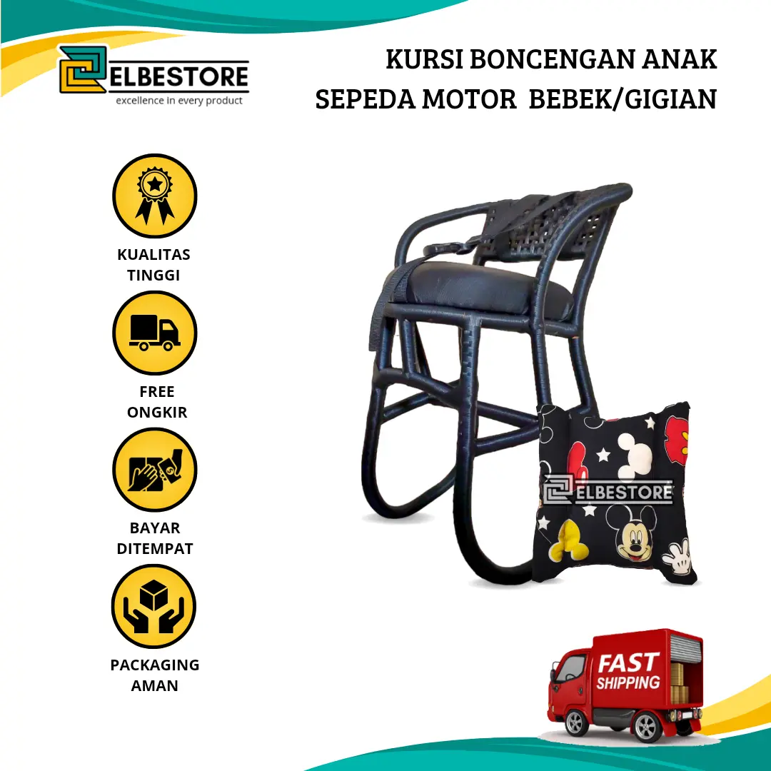Kursi Boncengan Motor BEBEK/GIGIAN untuk Anak Full Anyaman Jok Kulit