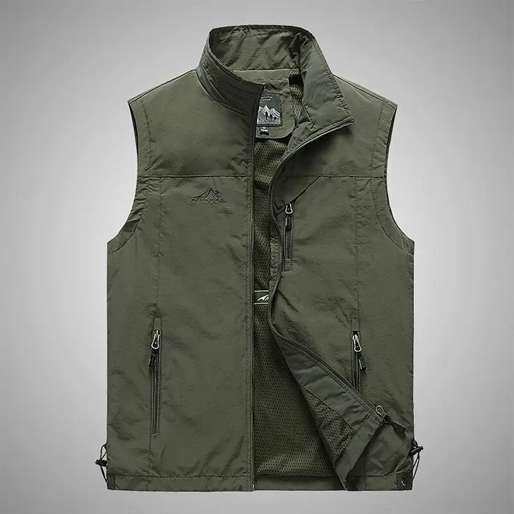Rompi Outdoor Vest Touring Anti Air Anti Angin Mayer Poliyester Waterfrop Sport Unisex - Leher Tinggi Saku Multifungsi Risleting Depan - Ukuran M-L-XL-XXL Hitam Motor 3