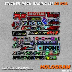 Isi 22 PCS Stiker Pack Racing Vinyl Hologram Pelangi Print Cut PRC 05 Glosy