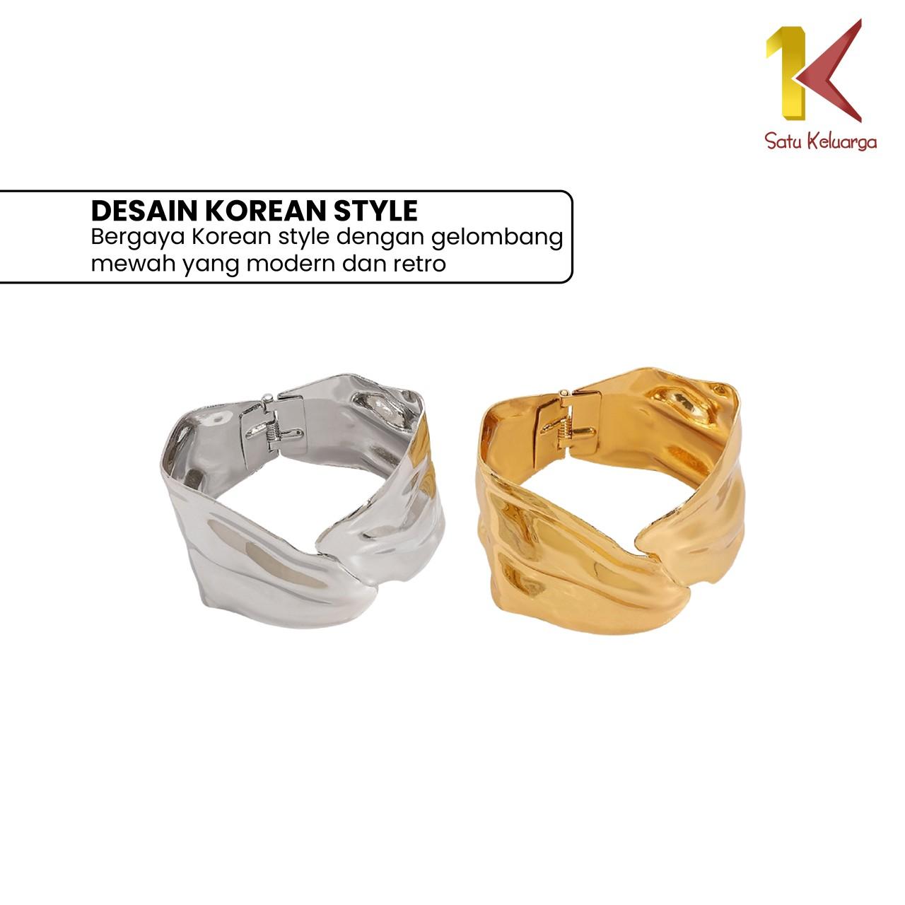 [COD] SK K198 Gelang Cuff Aksen Lipat Gold Aksesoris Lengan Wanita Fashion Korea