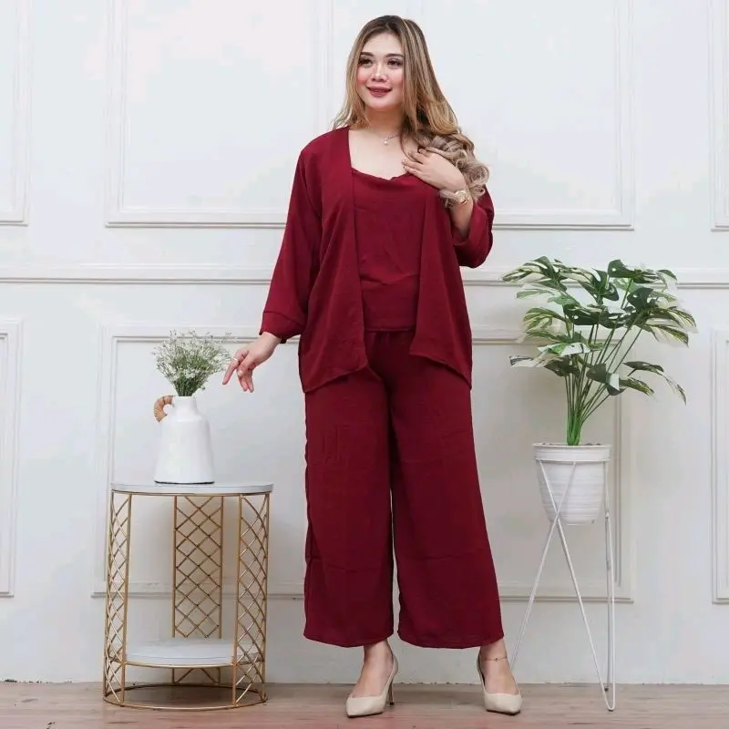 One Set Fuji 3 in 1 Set Blazer With Inner Cringkel Airflow Premium Celana Kulot jumbo 5