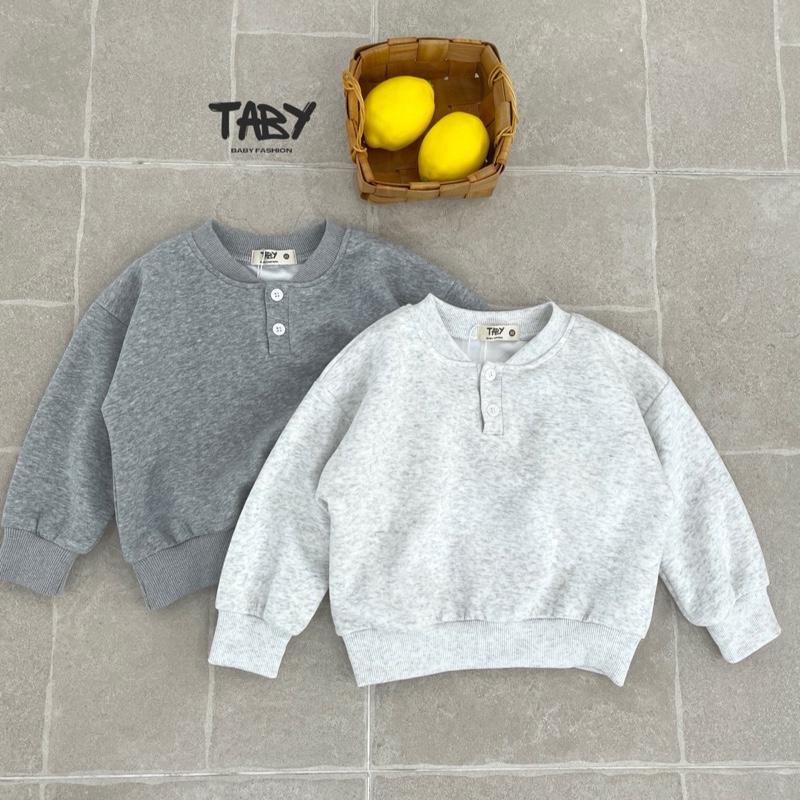 Taby - Form to Áo nỉ cổ trụ phối cúc dài tay basic chất liệu nỉ 2 da mềm mại dày dặn vừa phải cho bé trai bé gái 9-28kg TB51