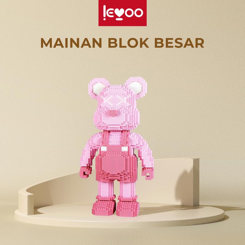 LOVE Mainan blok penyusun partikel plastik berbentuk beruang lucu ekstra besar Permainan Hadiah Gift Set Girls Boys bricks jumbo bricks jumbo Kado Toys nano blocks 3