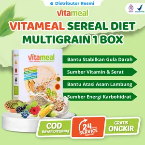 [1 BOX] VITAMEAL Sereal Sehat Multigrain - Nutrisi Alami Rendah Gula & Kalori - Cereal Oat Pengganti Sarapan