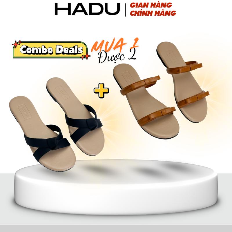   Mua 1 Được 2  Combo Dép Nữ Quai Ngang Đính Nơ KATIFA K3233D Da Pu Cao Cấp Đế Chống Trượt BH 12T 