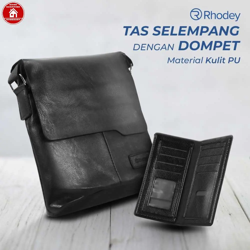 Tas Selempang Pria bonus Dompet Bahan Kulit PU Rhodey - 9066 Messenger Bag Tas Kecil
