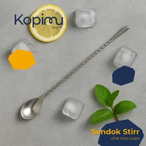Peralatan Sendok Aduk Bartender Cocktail Mixing Spoon White Besi Stainless Steel 30 cm Gagang