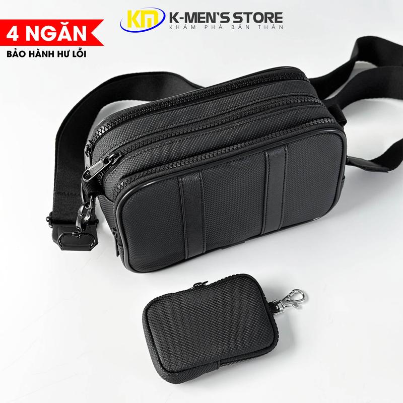 Túi Da Đeo Chéo Nam Nữ GOLFBAG Da Simily Chống Trầy Xước Form Hộp 4 Ngăn Màu Đen Size 20