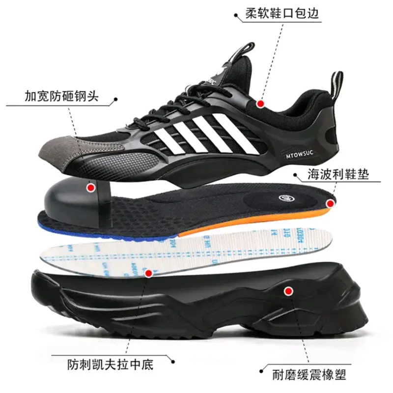 (By11) Sepatu Safety Pria Ujung Besi  Boots kerja Lapangan Shoes Hitam Hijau 3