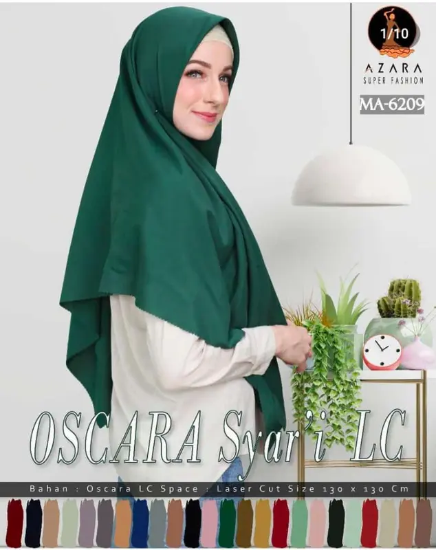 Hijab Segi Empat Syar'i Oskara LC (130x130 cm) By Azara / Voal Miracle Azara - Muslim, Square, Kerudung 1